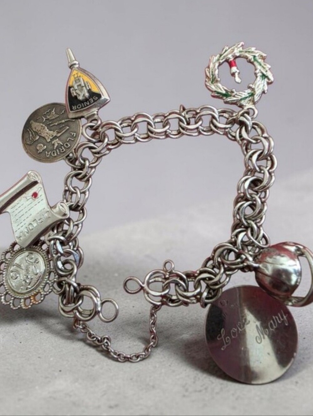vintage silver charm bracelet